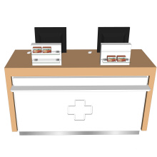 Furniture Counter Table Wood Shelves Retail Pharmacy Shop Interior Medical Store Counter Design